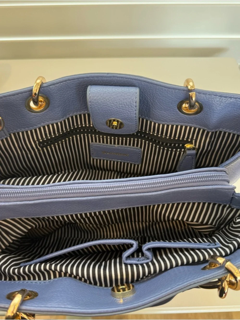 Giani Bernini Periwinkle Satchel with Gold Hardware NEW